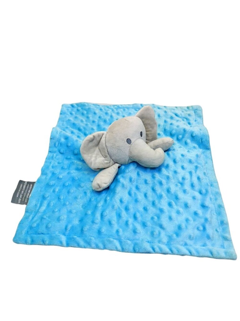 Blue Blanket Grey Elephant Patterned Lovey security blanket 14" plush